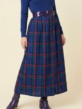 Paniher button down plaid maxi skirt size 9/10